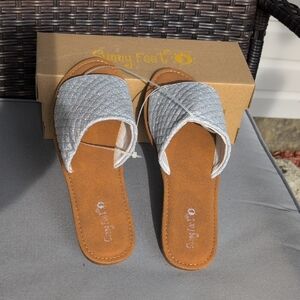 Sunny Feet Silver Slide Sandals